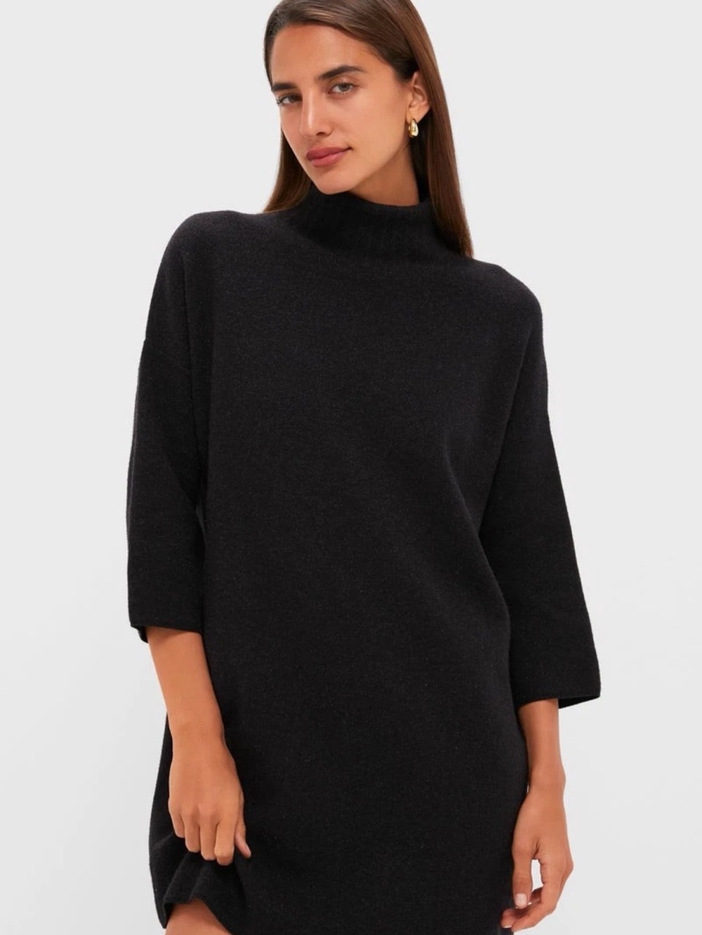 Pomander Place Black Noir Vivianne Turtleneck Mini Sweater Dress Size Large
